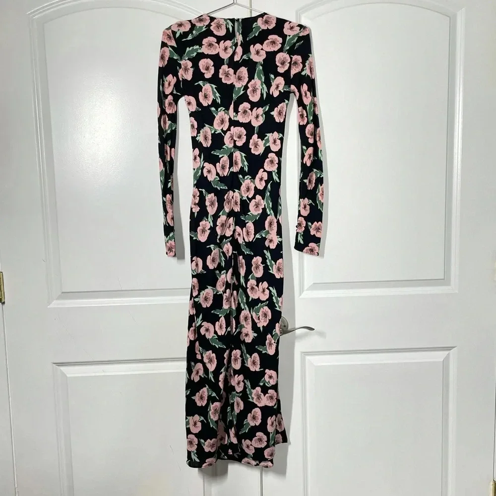 Zara Floral Long Sleeves Bias Cut Dress size S - Picture 9 of 9